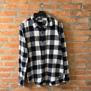 Gap Black and White Flannel Shirt
